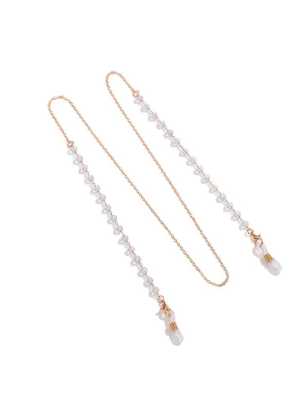 Clear Beaded Gold Chain Glasses Chain Womens Accessory 28.35 Inches Long